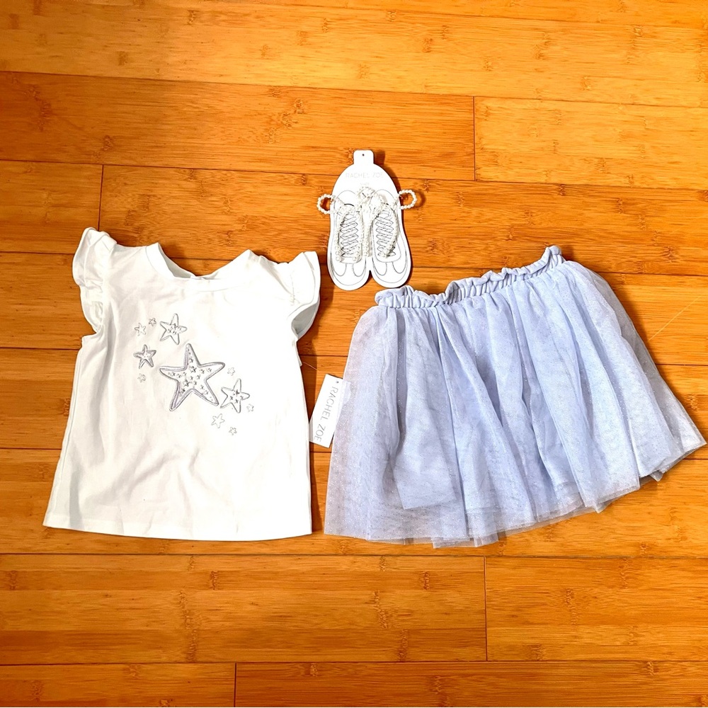 NWT Girls Size 6 Outfit - Stars Top Shirt & Tulle Skirt Set